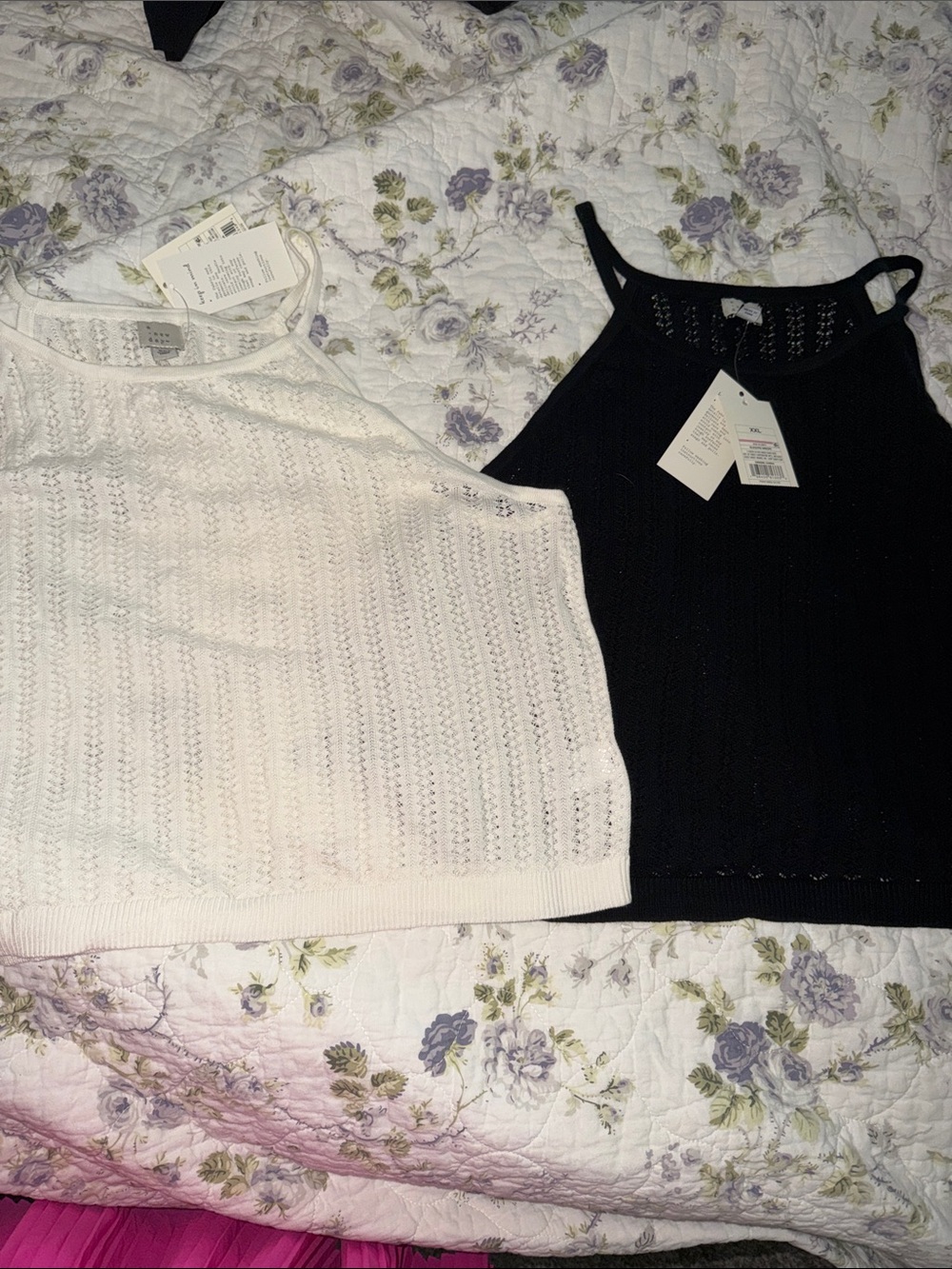 a new day White & Black Knit Camisole Tops